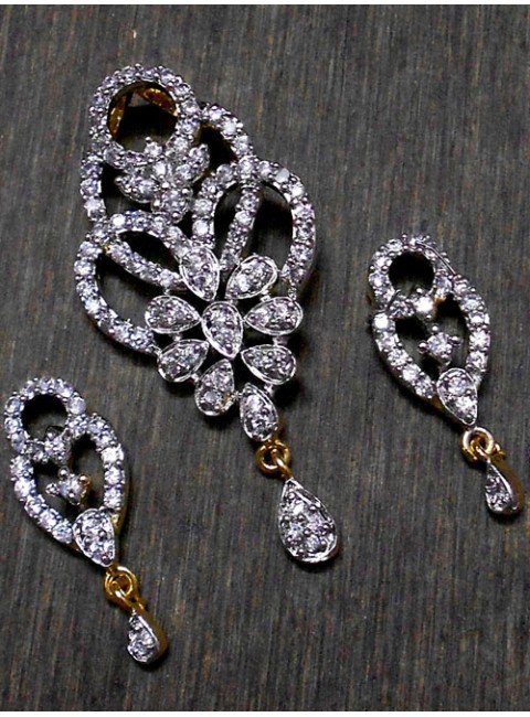 CZ Pendant With Earrings